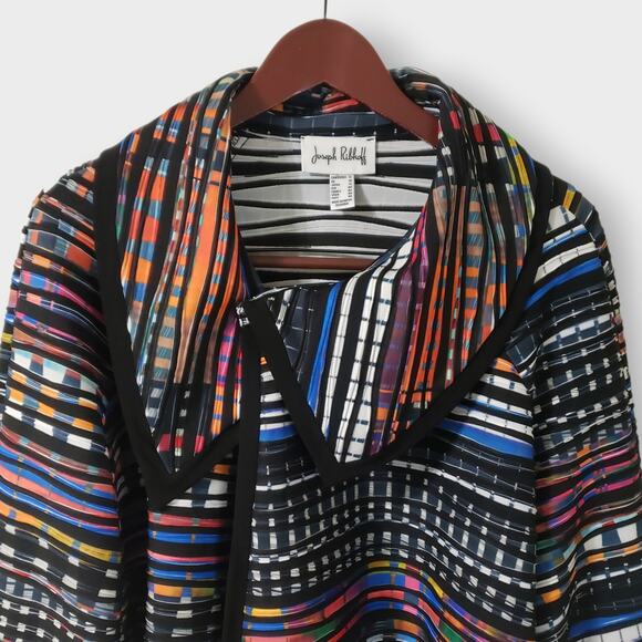 Joseph Ribkoff Colorful Abstract Textured Cape Jacket Sz 12 Artsy Eccentric - Picture 2 of 16